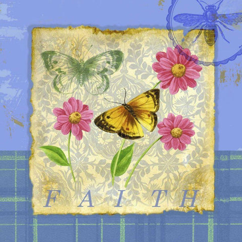 Papillon Plaid II Gold Ornate Wood Framed Art Print with Double Matting by Maday, Jane