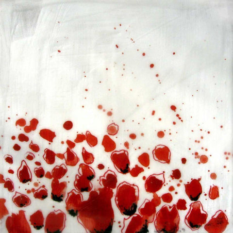 Red Drops VIII Black Modern Wood Framed Art Print with Double Matting by Open Journey