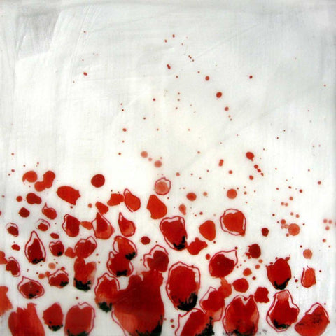 Red Drops VIII White Modern Wood Framed Art Print with Double Matting by Open Journey