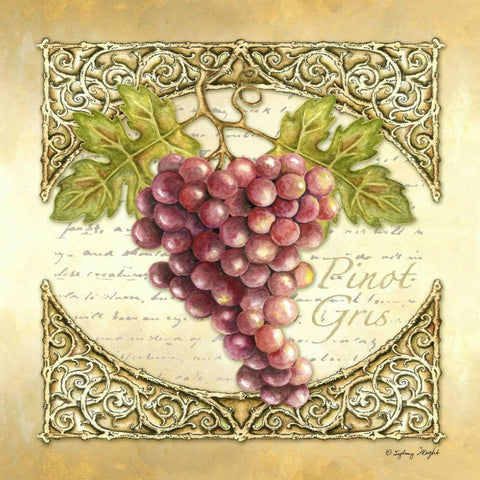 Wine Grapes I White Modern Wood Framed Art Print by Wright, Sydney