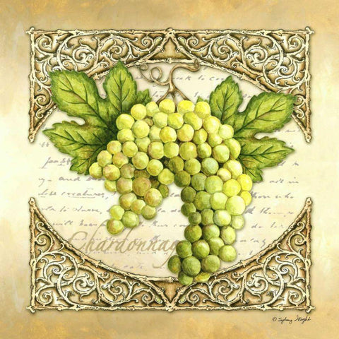 Wine Grapes II White Modern Wood Framed Art Print by Wright, Sydney