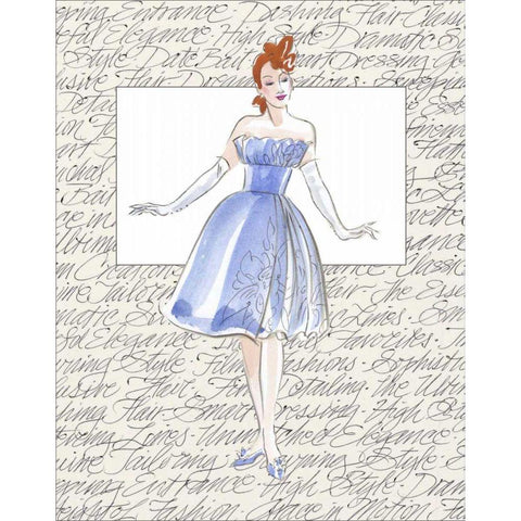 50s Fashion I White Modern Wood Framed Art Print by Della-Piana, Elissa