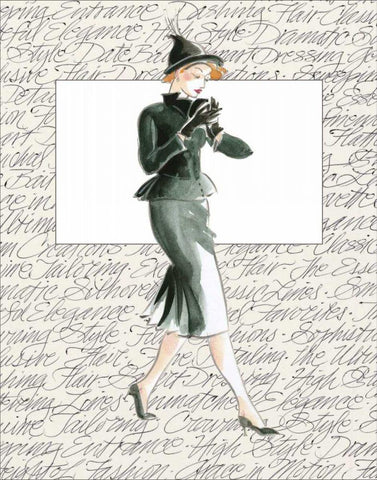 50s Fashion III White Modern Wood Framed Art Print with Double Matting by Della-Piana, Elissa