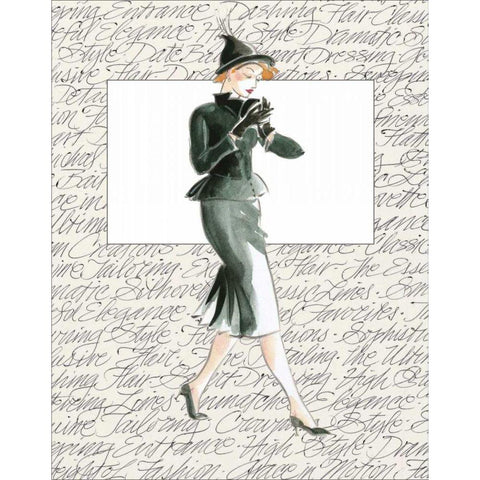 50s Fashion III Gold Ornate Wood Framed Art Print with Double Matting by Della-Piana, Elissa