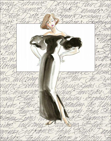 50s Fashion IV White Modern Wood Framed Art Print with Double Matting by Della-Piana, Elissa