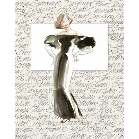 50s Fashion IV Black Modern Wood Framed Art Print by Della-Piana, Elissa