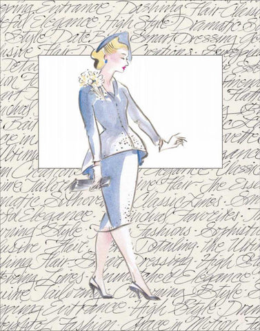 50s Fashion V White Modern Wood Framed Art Print with Double Matting by Della-Piana, Elissa