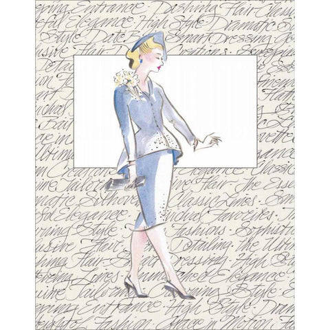 50s Fashion V Black Modern Wood Framed Art Print by Della-Piana, Elissa