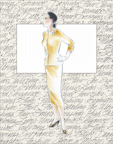 50s Fashion VII White Modern Wood Framed Art Print with Double Matting by Della-Piana, Elissa