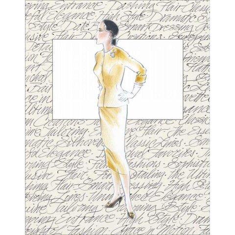 50s Fashion VII Black Modern Wood Framed Art Print by Della-Piana, Elissa
