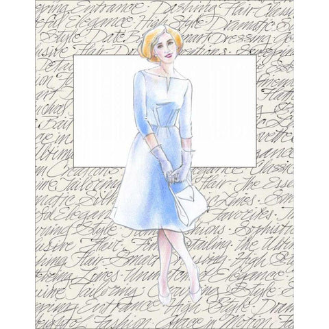 50s Fashion VIII White Modern Wood Framed Art Print by Della-Piana, Elissa