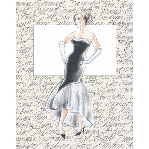 50s Fashion IX Black Modern Wood Framed Art Print with Double Matting by Della-Piana, Elissa