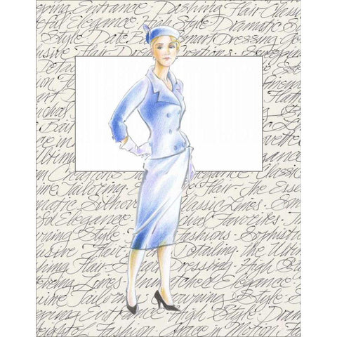 50s Fashion XI Black Modern Wood Framed Art Print with Double Matting by Della-Piana, Elissa