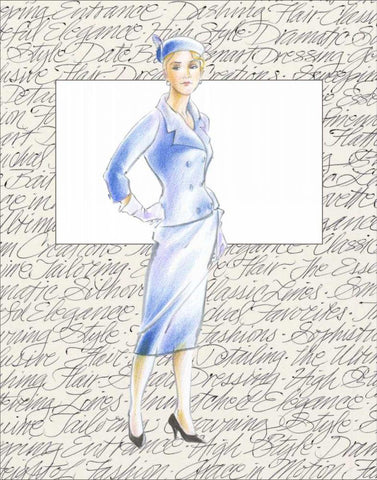 50s Fashion XI White Modern Wood Framed Art Print with Double Matting by Della-Piana, Elissa