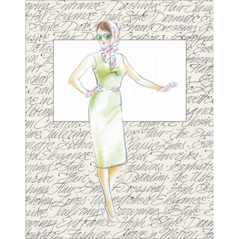 50s Fashion XII White Modern Wood Framed Art Print by Della-Piana, Elissa