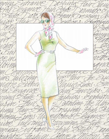 50s Fashion XII White Modern Wood Framed Art Print with Double Matting by Della-Piana, Elissa
