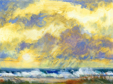 Beach View II Black Ornate Wood Framed Art Print with Double Matting by Thomas, H.