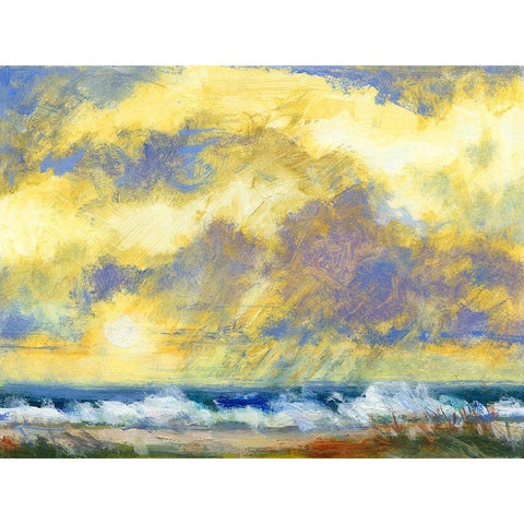 Beach View II White Modern Wood Framed Art Print by Thomas, H.