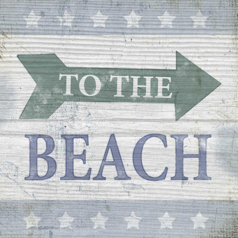 Beach Sign VII Black Modern Wood Framed Art Print with Double Matting by Beth Anne Creative