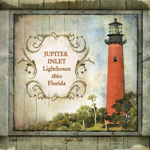 Florida Lighthouse V White Modern Wood Framed Art Print with Double Matting by Beth Anne Creative