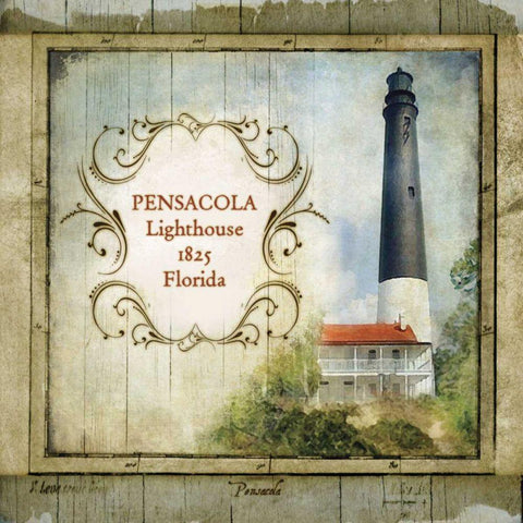 Florida Lighthouse VII Black Modern Wood Framed Art Print with Double Matting by Beth Anne Creative