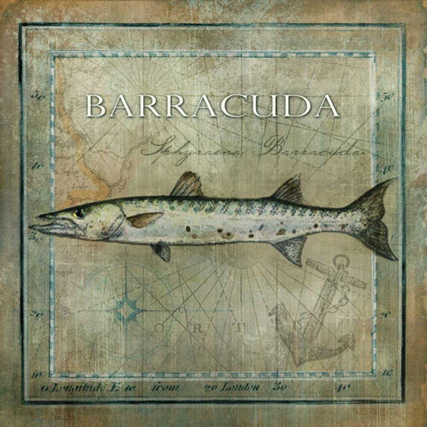 Ocean Fish I Gold Ornate Wood Framed Art Print with Double Matting by Beth Anne Creative