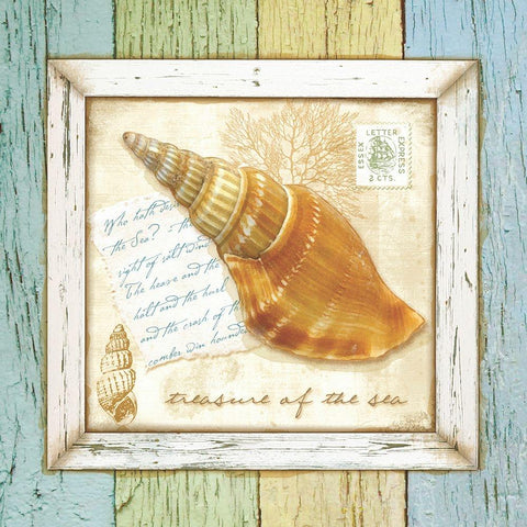 Sea Treasures I Gold Ornate Wood Framed Art Print with Double Matting by Beth Anne Creative