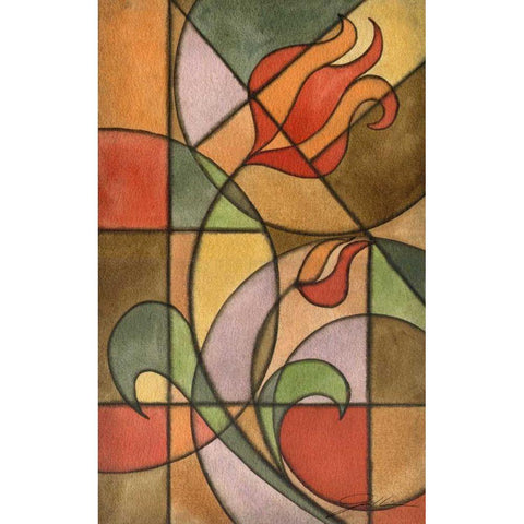 Craftsman Flower II Black Modern Wood Framed Art Print with Double Matting by Higby, Jason