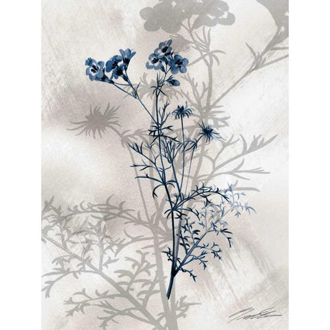 Indigo Bloom I White Modern Wood Framed Art Print by Butler, John