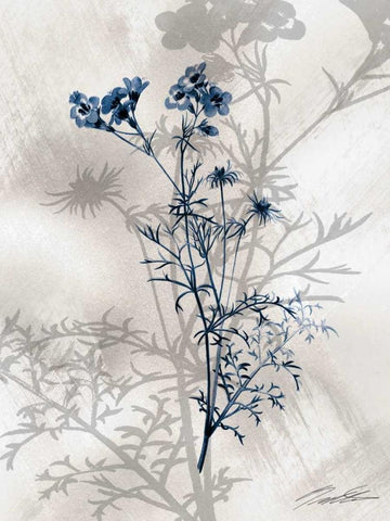 Indigo Bloom I Black Ornate Wood Framed Art Print with Double Matting by Butler, John