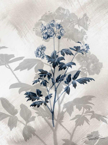 Indigo Bloom II Black Ornate Wood Framed Art Print with Double Matting by Butler, John
