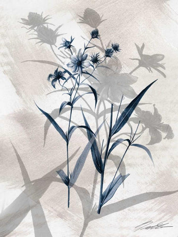 Indigo Bloom IV White Modern Wood Framed Art Print with Double Matting by Butler, John