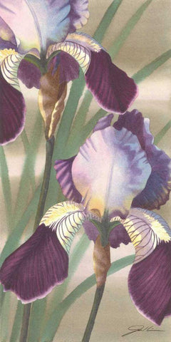 Asian Iris II Black Ornate Wood Framed Art Print with Double Matting by Higby, Jason