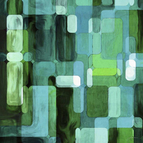 Modular Tiles II Black Modern Wood Framed Art Print with Double Matting by Burghardt, James