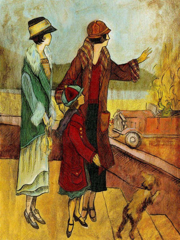 Girls and Cars II White Modern Wood Framed Art Print with Double Matting by Harrington, Danielle