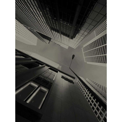 Skyrise View II White Modern Wood Framed Art Print by Ling, Tang