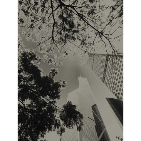 Skyrise View III Black Modern Wood Framed Art Print with Double Matting by Ling, Tang