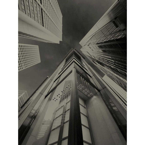 Skyrise View IV Black Modern Wood Framed Art Print with Double Matting by Ling, Tang