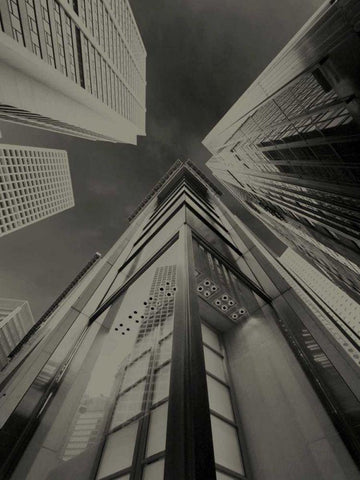 Skyrise View IV White Modern Wood Framed Art Print with Double Matting by Ling, Tang