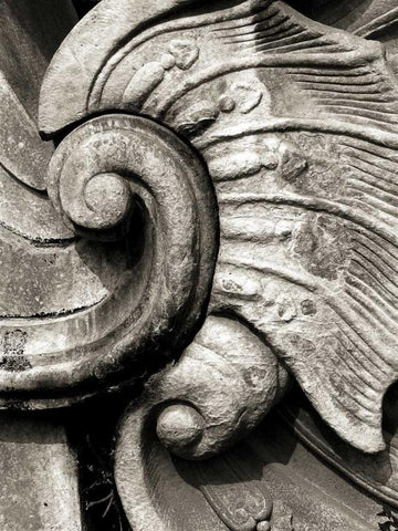 Stone Carving II Black Ornate Wood Framed Art Print with Double Matting by Ling, Tang