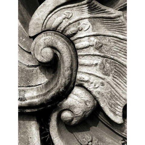 Stone Carving II Black Modern Wood Framed Art Print by Ling, Tang