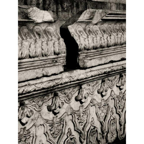 Stone Carving III Gold Ornate Wood Framed Art Print with Double Matting by Ling, Tang