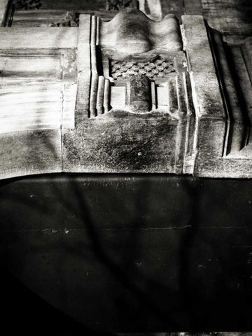 Stone Carving V White Modern Wood Framed Art Print with Double Matting by Ling, Tang