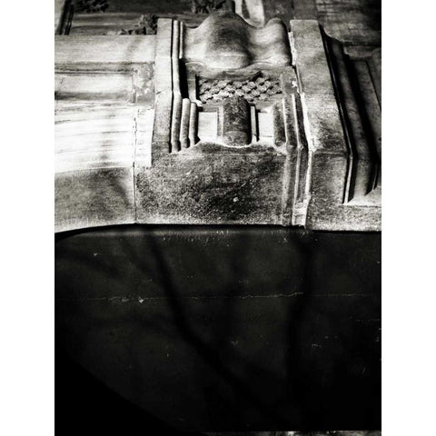 Stone Carving V Black Modern Wood Framed Art Print by Ling, Tang