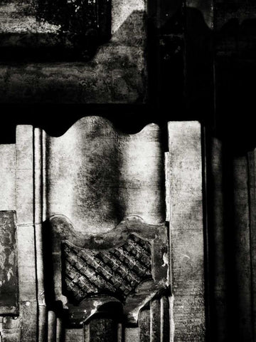 Stone Carving VI Black Ornate Wood Framed Art Print with Double Matting by Ling, Tang