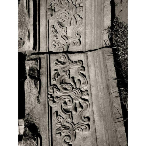 Stone Carving VII Gold Ornate Wood Framed Art Print with Double Matting by Ling, Tang