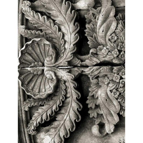 Stone Carving VIII White Modern Wood Framed Art Print by Ling, Tang