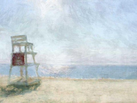 Beach Lookout I White Modern Wood Framed Art Print with Double Matting by Bay, Noah