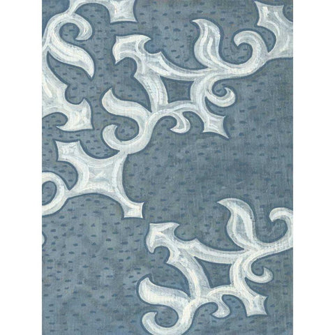 Blue Ornament II White Modern Wood Framed Art Print by Deans, Karen