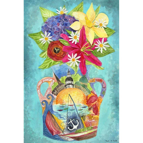 Annapolis Bouquet White Modern Wood Framed Art Print by Smith, Kaeli